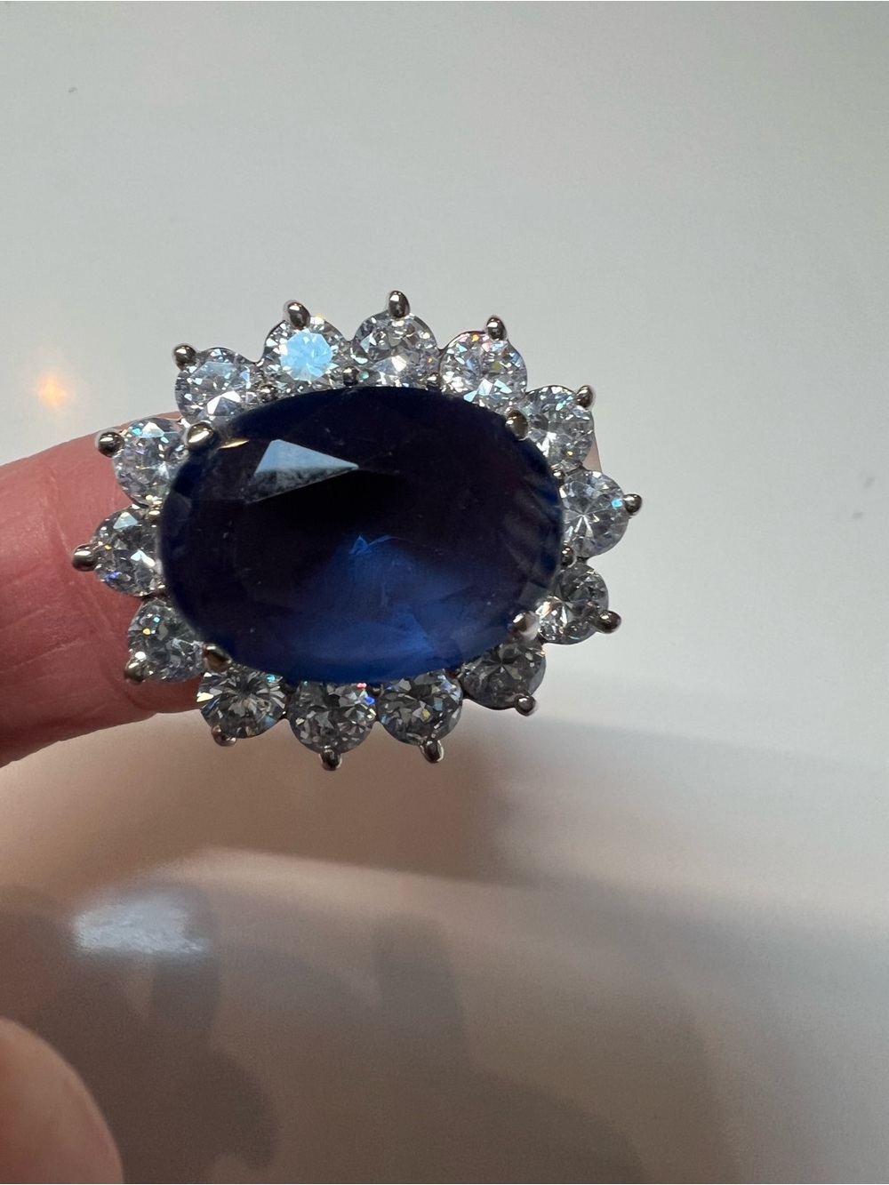 Kenneth Jay Lane Princess Diana inspired sapphire and cubic zirconia ring. - Picture 2 of 6